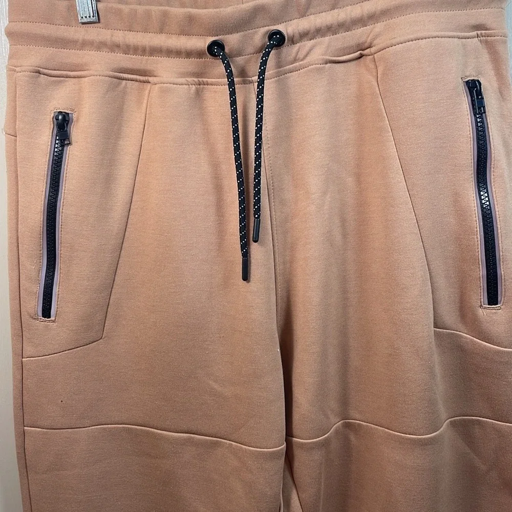 WHITETAG Mens Large Tan Jogger Sweatpants Casual‎ Activewear Zip Pockets